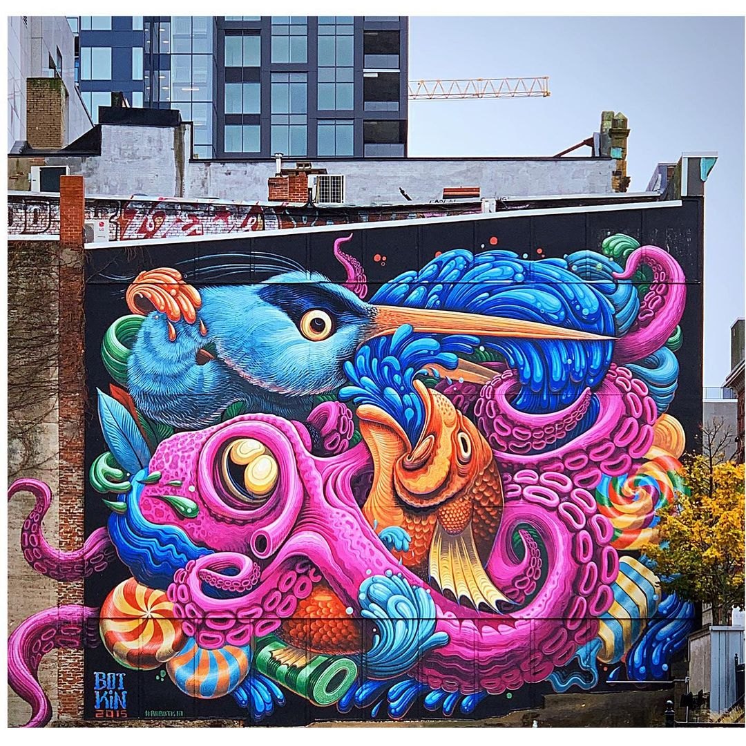 A colourful street art mural in Halifax.